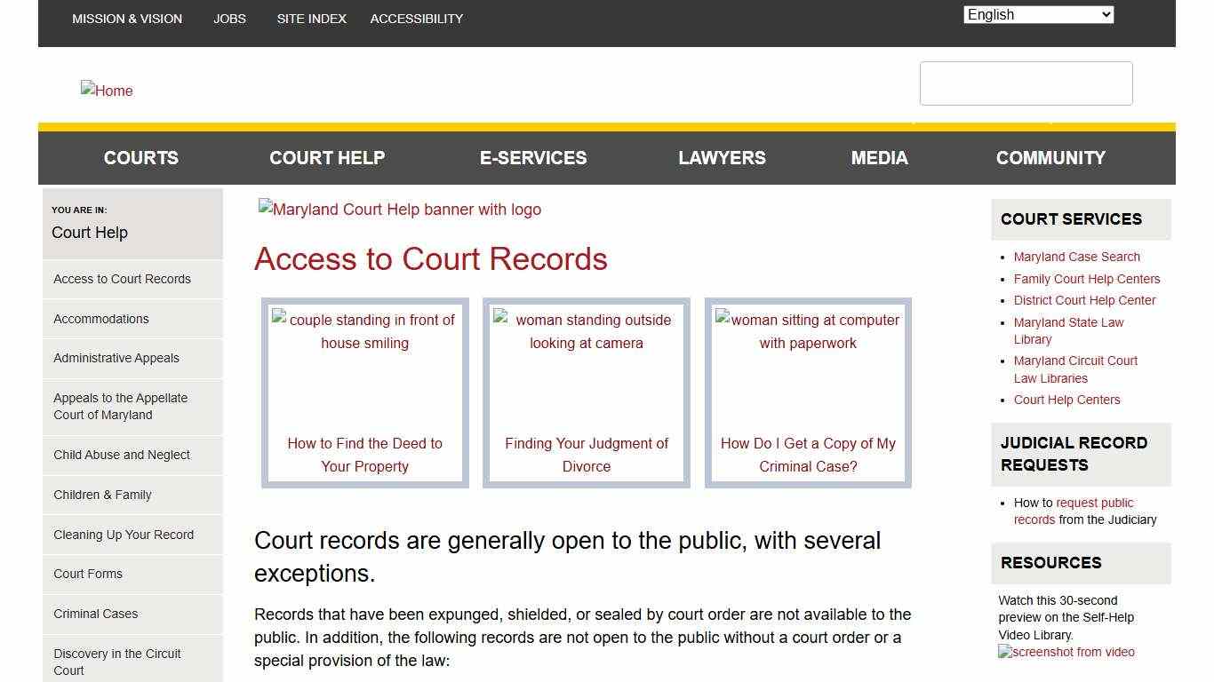 Access to Court Records Maryland Courts